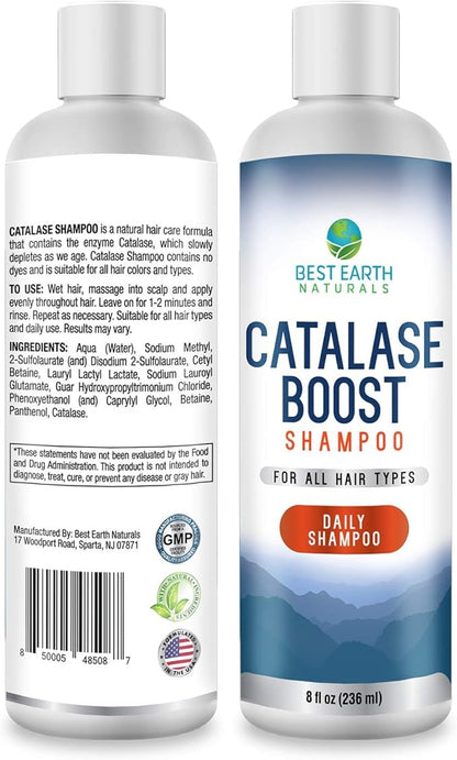 Best Earth Naturals Catalase Formula Starter Kit with 60 Capsules of Catalase 10,000 Supplement, Catalase Shampoo 8 Oz. and Catalase Conditioner 8 Oz.