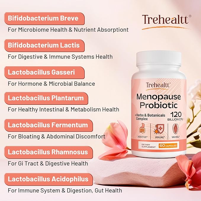 Menopause supplements for women, 120 Billion CFU Probiotic, 13-in-1 Herbs & Botanicals Complex, for Hormone Menopause, Hot Flashes, Night Sweats, Mood Swings, Sleep Disturbances, Vegan, 5Packs