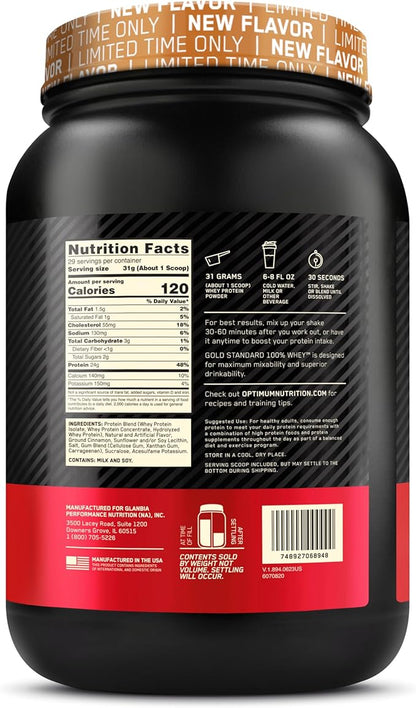 Optimum Nutrition New Flavor Gold Standard 100% Whey Protein Powder, Cinnamon Roll, 2 Pound (Pack of 1) (Packaging May Vary)