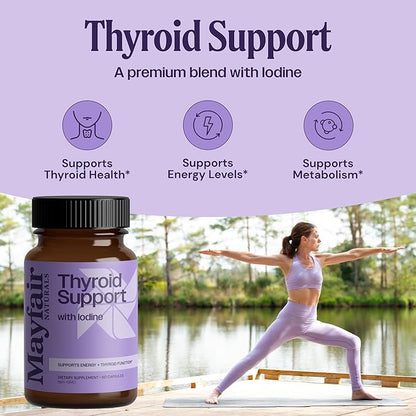 Thyroid Support with Iodine, Natural Supplement for Women and Men, Supports Energy and Thyroid Health, 60 Capsules