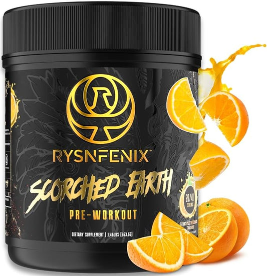 Scorched Earth Pre Workout Powder - Energy & Focus with Dual-Source Caffeine, Nootropics | Pumps from Citrulline, Beta Alanine, Nitrosigine®, GlycerPump™ (Tangerine)