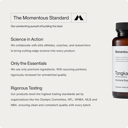 Momentous Tongkat Ali for Men and Women - Natural Performance Longjack Tongkat Ali Supplement for Health & Wellness - Hormone, Energy & Mood Support - Root Extract Powder, 30 Servings