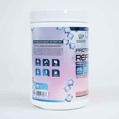 Protein Refresher (25 Servings) - Revolutionary Juice-Type Whey Protein Powder for Fitness, Bodybuilding, Gym, or for Bigger Protein Intake (25 Scoops, Strawberry Lemonade)