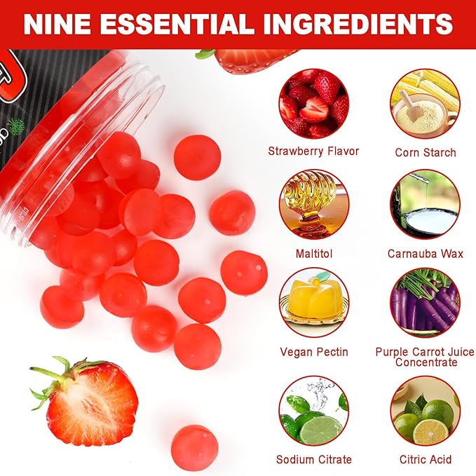 Creatine Monohydrate Gummies for Men & Women - 5g per Serving, Low Sugar Creatine Monohydrate Gummies - Increase Strength, Muscle Gain, Recovery, Endurance - Vegan, Gluten-Free,Strawberry (120 Count)