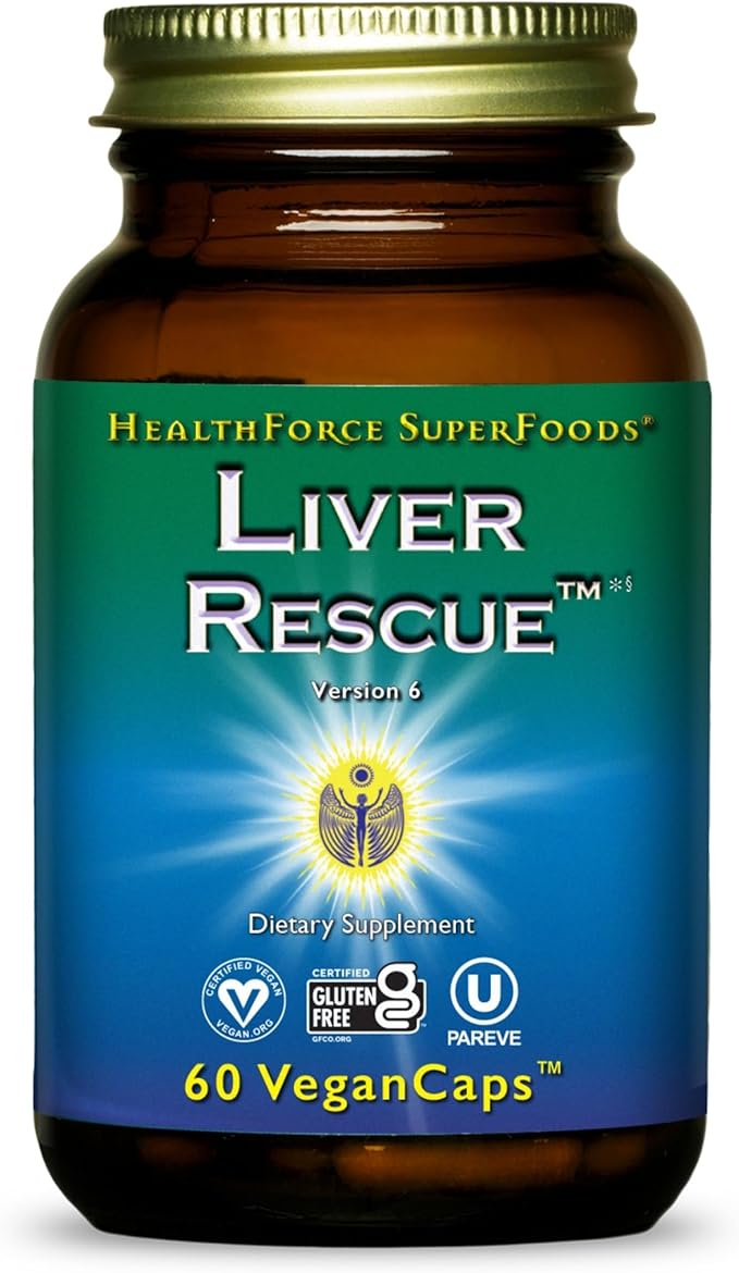 HealthForce SuperFoods Liver Rescue - Natural Liver Cleanse - Liver Health Formula with Milk Thistle & Dandelion Root - Gluten-Free & Vegan - 60 Capsules
