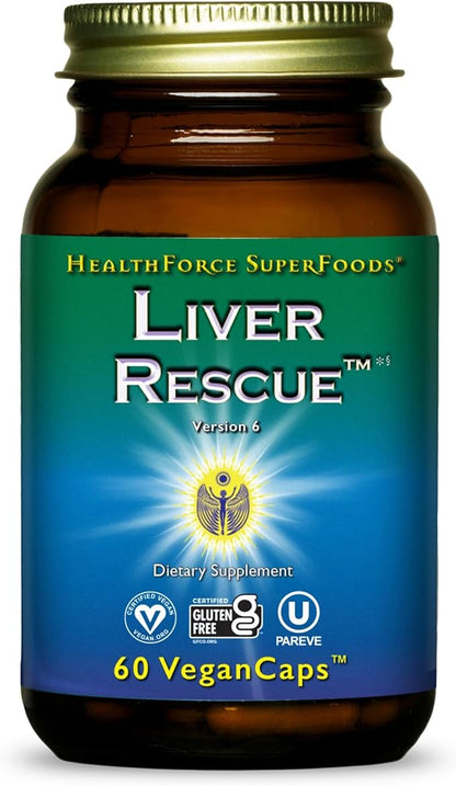 HealthForce SuperFoods Liver Rescue - Natural Liver Cleanse - Liver Health Formula with Milk Thistle & Dandelion Root - Gluten-Free & Vegan - 60 Capsules