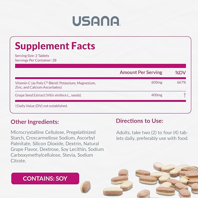 USANA Proflavanol C200 - Advanced Antioxidant with Bioflavanoids and Vitamin C for Heart Health - 56 Tablets - 28 Day Supply