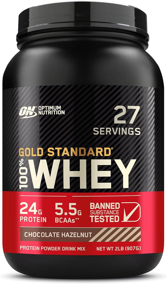 Optimum Nutrition Gold Standard 100% Whey Protein Powder, Chocolate Hazelnut, 2 Pound (Packaging May Vary)