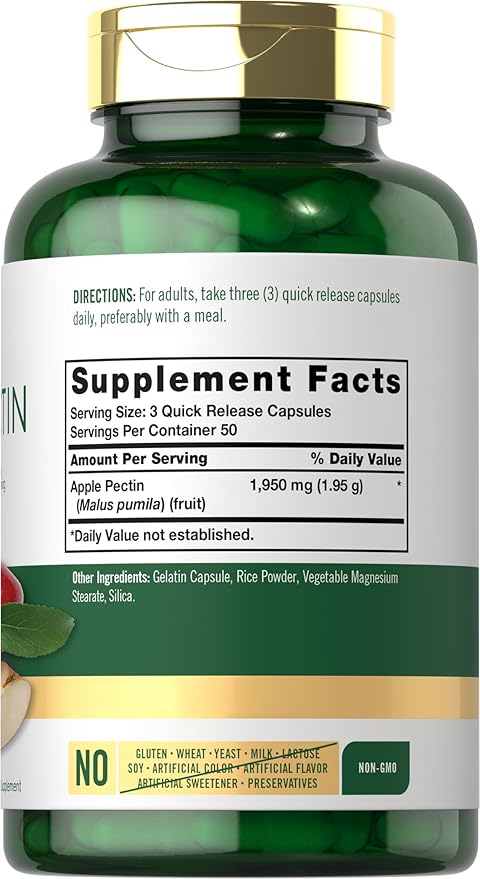 Carlyle Apple Pectin | 1950mg | 150 Capsules | Non-GMO & Gluten Free Herbal Supplement