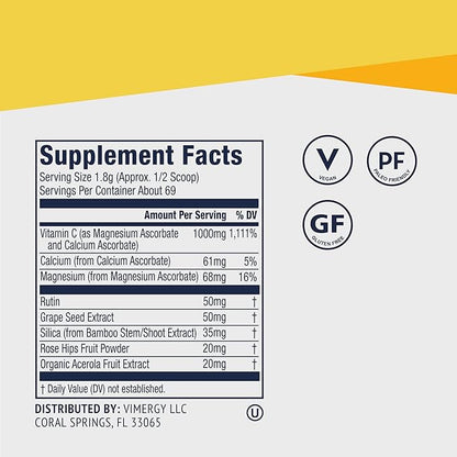 Vimergy Micro-C Immune Power TM* - Travel Size, 69 1000mg Servings – Gentle Form – Antioxidant Phytonutrients – Immune & Nerve Support – Benefits Bone & Cartilage – Gluten-Free, Kosher, Vegan (125g)