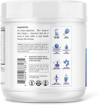 Dr. Emil Multi Collagen Peptides Plus with Hyaluronic Acid - Peppermint Hot Cocoa Flavor - 9g Collagen Per Serving for Skin, Hair, Nails & Joint Support