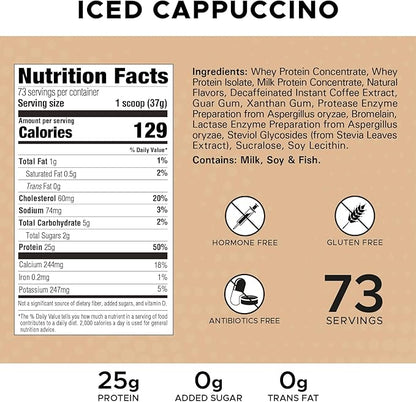 High Whey, Protein Powder, Whey Isolate, Gluten Free, Lean Muscle Mass for Men & Women, 25g of Protein Per Scoop, 2.7kg, 73 Servings (Iced Cappuccino, 6 Pound)