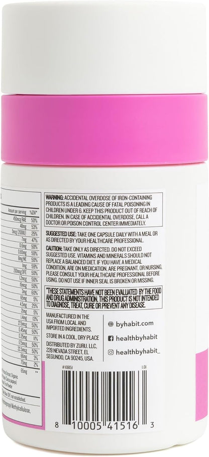 Health by Habit Womens Multi Supplement (60 Capsules) - 23 Essential Vitamins and Minerals, Supports General Health & Wellness, Non-GMO, Sugar Free (1 Pack)