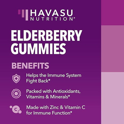 Sambucus Elderberry Gummies For Adults - Immune Support Gummies with Elderberry, Vitamin C and Zinc - Sambucus Elderberry Immune Support with Elderberry Extract - Berry-Flavored Gummies - Month Supply