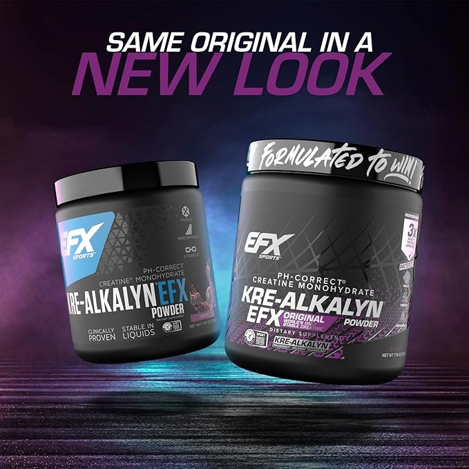 EFX Sports Kre-Alkalyn EFX Powder | pH Correct Creatine Monohydrate Powder Supplement | Strength, Muscle Growth & Performance | 110 Servings (Grape)