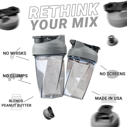 HELIMIX 1.5 Vortex Blender Shaker Bottle Holds Upto 20oz | No Blending Ball or Whisk | USA Made | Portable Pre Workout Whey Protein Drink Shaker Cup | Mixes Cocktails Smoothies Shakes | Top Rack Safe