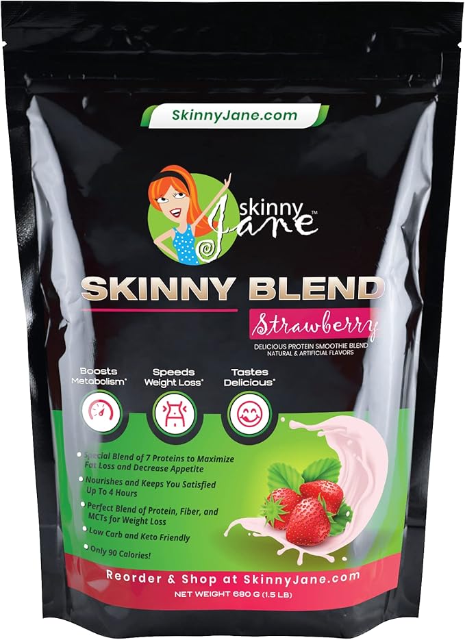 Skinny Blend - Best Tasting Protein Shake for Women - Slim Fast Weight Loss Shakes - Meal Replacement - Low Carb Breakfast - Diet Supplement - Appetite Suppressant - 30 Delicious Shakes - Strawberry
