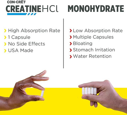Creatine HCl Capsules | Muscle, Cognitive, Cellular Energy Support | No Bloating or Cramps | USA Made & NSF Certified | Creatine Pills (90 ct)