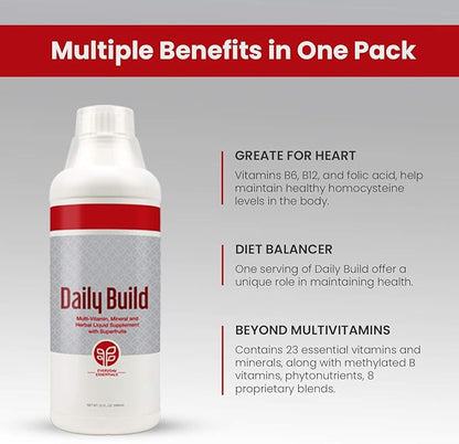PURE Daily Build Liquid Multivitamin & Mineral/Herbal Dietary Supplement with Superfruits - 1 Bottle of 32 Fl Oz (946ml)