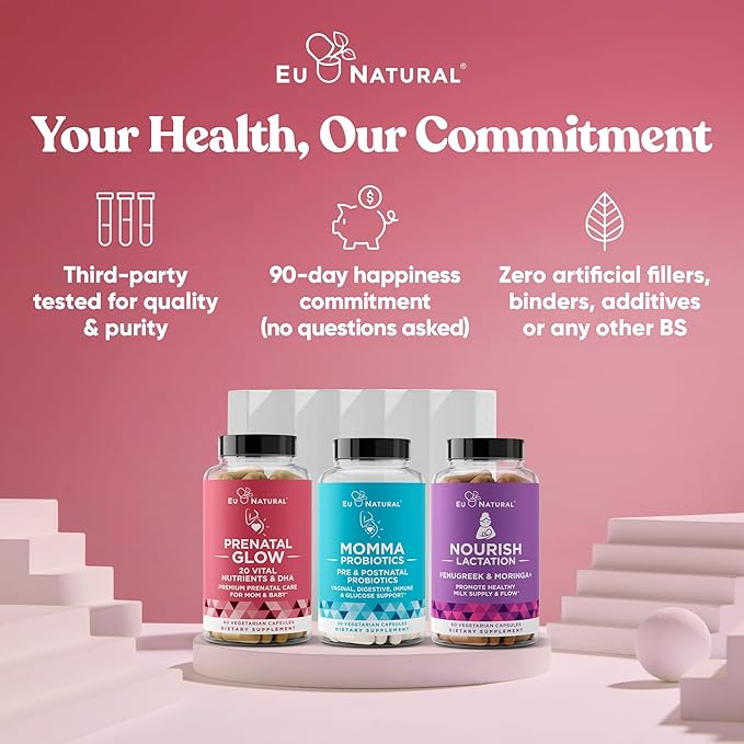 Glow Prenatal Vitamins for Women – 20-in-1 Vital Nutrients for Healthy Pregnancy and Fetal Development – Folic Acid & Vegan DHA For Baby's Growth & A Comfortable Pregnancy – 60 Nourishing Capsules