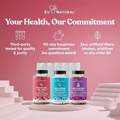 Glow Prenatal Vitamins for Women – 20-in-1 Vital Nutrients for Healthy Pregnancy and Fetal Development – Folic Acid & Vegan DHA For Baby's Growth & A Comfortable Pregnancy – 60 Nourishing Capsules