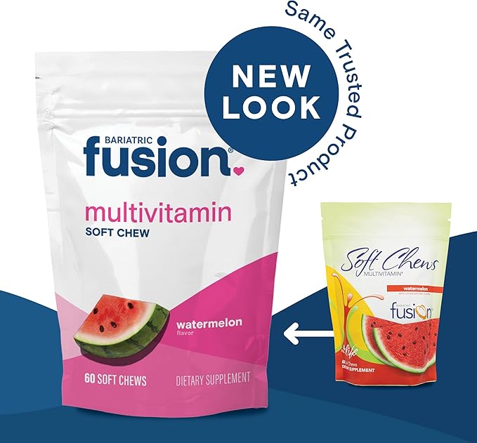 Bariatric Fusion Bariatric Multivitamin Soft Chew | Watermelon Fruit Flavor | Chewy for Post Bariatric Surgery Patients Including Gastric Bypass and Sleeve Gastrectomy | 60 Count | 1 Month Supply