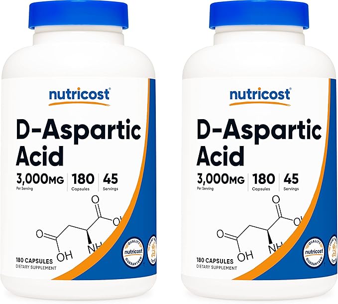 Nutricost D-Aspartic Acid Capsules (180 Caps) (2 Bottles)