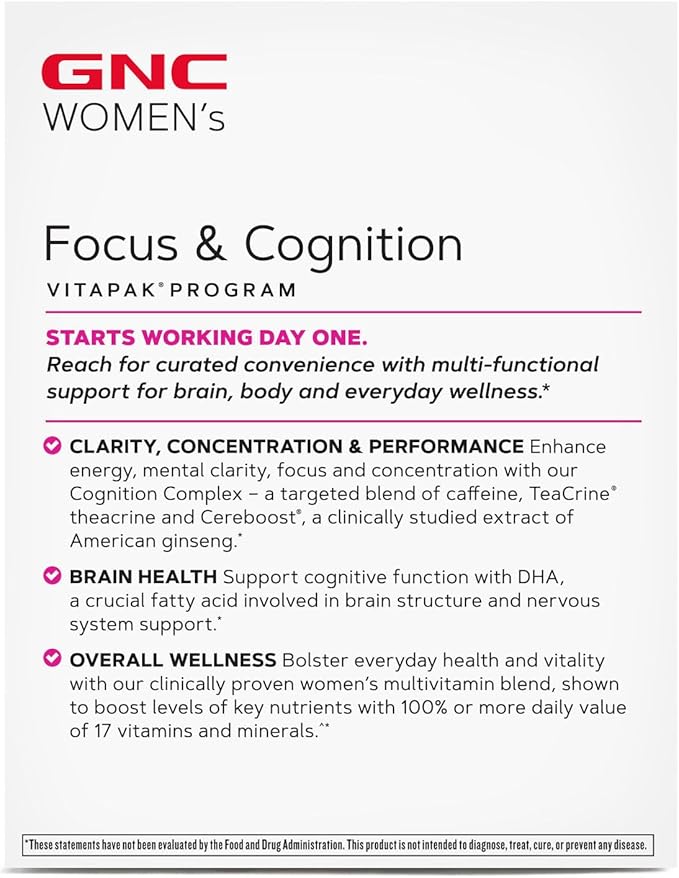 GNC Women's Focus & Cognition Vitapak Program (30 Servings)