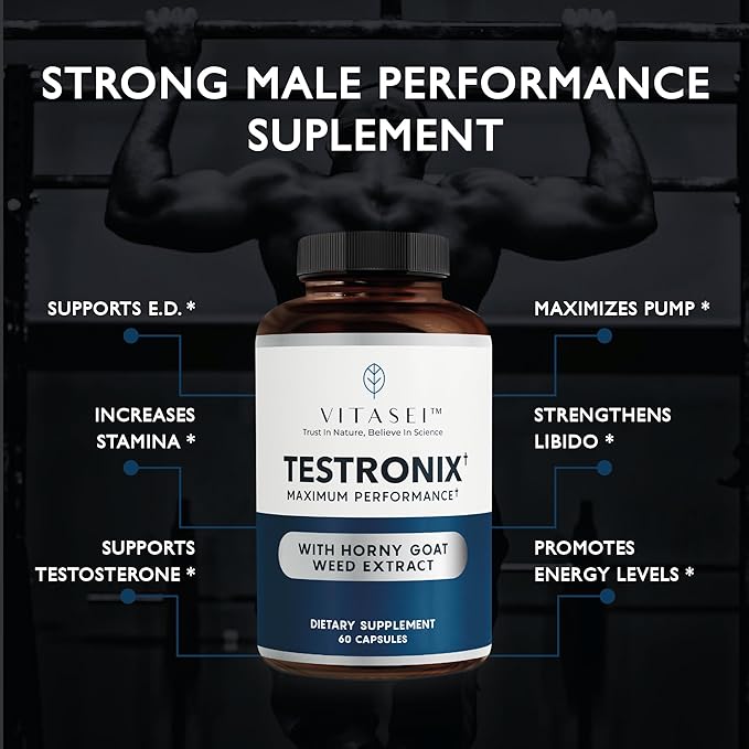 Testronix Performance Supplement for Men - Energy and Muscle Supplements for Mens Health - 60 Capsules