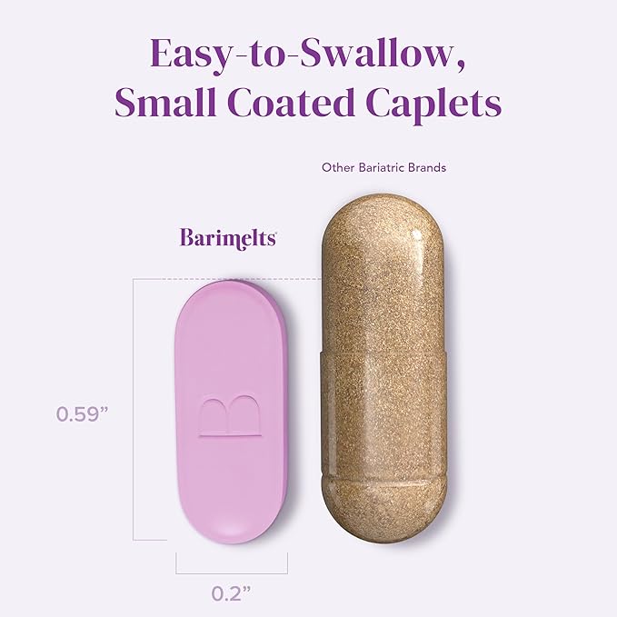 BariMelts Once Daily Bariatric Multivitamin with Iron - 60 Easy-Swallow Caplets (2-Month Supply) - Multivitamin for Women, Multimineral Complex, Supports Nutrition After Bariatric Surgery