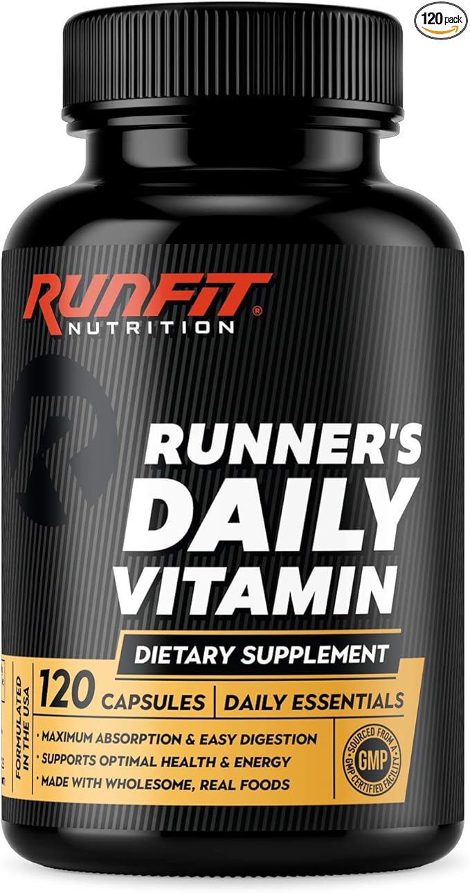 Runner's Daily Vitamin - Multivitamin for Runners - Boosts Energy & Endurance - Immune Support - Made from Real Foods & Gentle on Your Stomach - 120 Liquid-Filled Caps - 2 Month Supply!