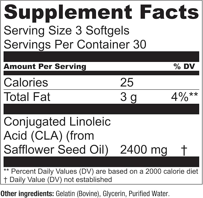 CLA from Safflower Oil - 2400 mg Conjugated Linoleic Acid | Essential Elements - 90 Softgels
