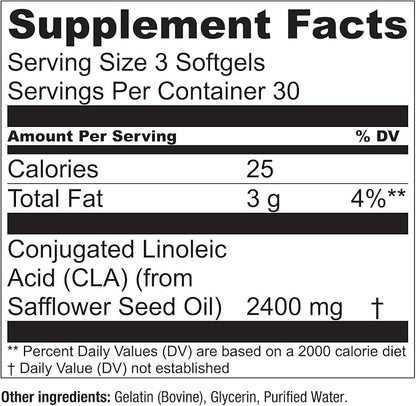 CLA from Safflower Oil - 2400 mg Conjugated Linoleic Acid | Essential Elements - 90 Softgels