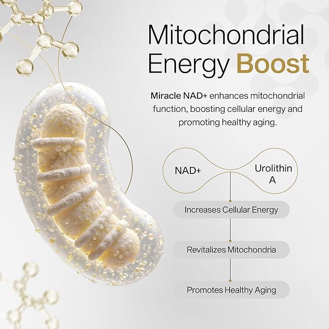 Miracle NAD with Urolithin A Supplement, Nicotinamide Adenine Dinucleotide NAD+, Nicotinamide Riboside NR, Trans Resveratrol for Men and Women - Anti Aging, Cellular Energy - 60 Capsules