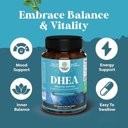 DHEA 50mg for Men and Women - High Strength DHEA Supplement for Women & Men for Enhanced Energy and Hormone Balance for Women & Men - Men and Women's Hormone Balance Supplement (4 Month Supply)