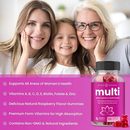 Multivitamin for Women 14+ | Womens Multivitamin Gummies, 120 Count | Vitamins A, B, C, D, E, Biotin, Folic Acid | Womens Gummy Multivitamins | Chewable Daily Multi Gummy Vitamins for Women