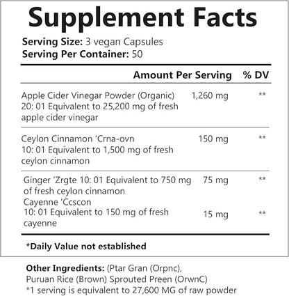 Apple Cider Vinegar 1500 MG 150 Capsules | Dietary Supplement | Extra Strength Natural Formulation | Support Strength & Energy