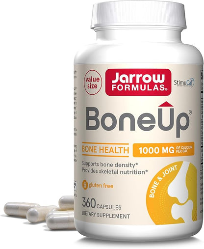 Jarrow Formulas BoneUp for Bone Density and Skeletal Nutrition, Includes Vitamin D3, K2 (as MK-7) and Calcium, 360 Capsules, Up to a 60 Day Supply