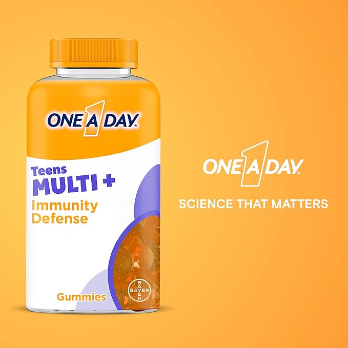 ONE A DAY Teen Multi+ Immunity Defense Vitamins, Multivitamin Gummies With Boost of Immunity Support with Vitamins A, C, D, E, Selenium & Zinc, 120 Count
