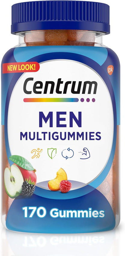Centrum MultiGummies Gummy Multivitamin for Men, Multivitamin/Multimineral Supplement with Selenium, Antioxidants and Vitamin D3, Assorted Fruit Flavor - 170 Count
