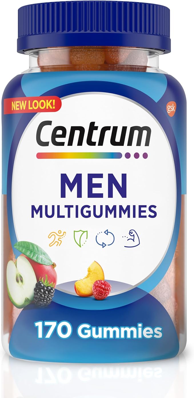 Centrum MultiGummies Gummy Multivitamin for Men, Multivitamin/Multimineral Supplement with Selenium, Antioxidants and Vitamin D3, Assorted Fruit Flavor - 170 Count