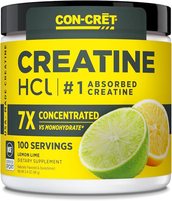 Creatine HCl Powder | Muscle, Cognitive, Cellular Energy Support | No Bloating or Cramps | USA Made & NSF Certified | Lemon Lime (100 Serving)