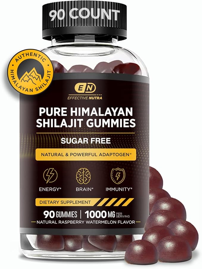 Shilajit Gummies – Pure Himalayan Shilajit for Men & Women, Energy, Brain Health, Immunity Support, Sugar-Free, 90 Gummies (45-Day Supply)