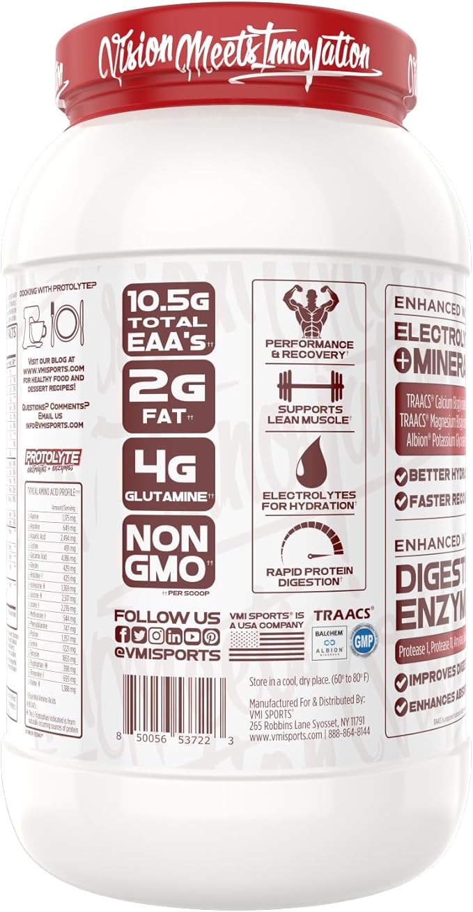 VMI Sports | Protolyte Whey Isolate Protein Powder | Low-Calorie 100% Whey Protein Isolate | Non-GMO Low Sugar Lactose Free and Gluten Free