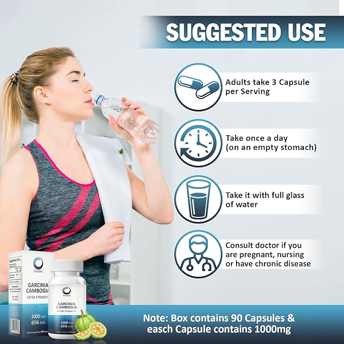 Extra Strength 65% HCA Pure Garcinia cambogia Natural Weight Loss Pills, Appetite Control Pill Dietary Supplement to Control Weight for Both Men and Women