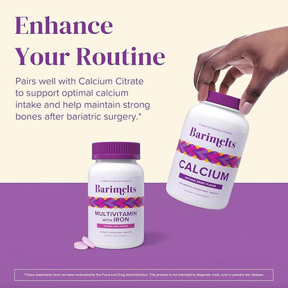 Barimelts Bariatric Multivitamin with Iron - 60 Fast-Dissolving Tablets (1-Month Supply) - Sugar-Free Bariatric Vitamins for Women, Natural Fruit Flavor