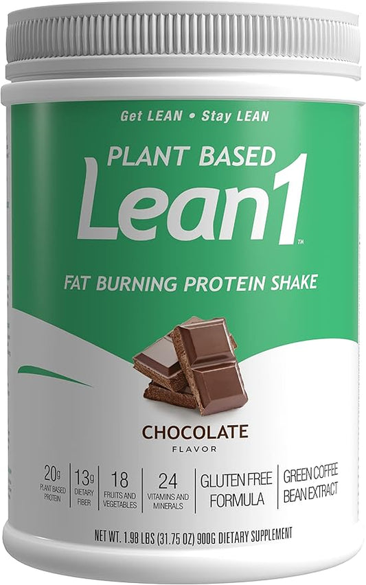 Lean1 Plant-Based Meal Replacement Protein Powder, Chocolate Flavor, 15-Serving Tub