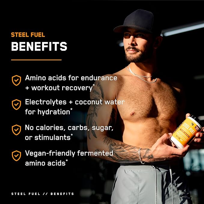 SteelFit Steel Fuel BCAA + Electrolyte Powder | Sugar-Free 2:1:1 Amino Acids Formula | Lemon Lime, 30 Servings | No Crash Workout Hydration, Muscle Growth & Recovery