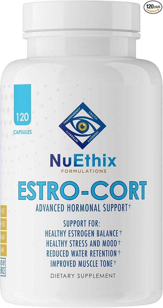 NuEthix Formulations Estro-Cort Anti-Estrogen Nutritional Support Dietary Supplement, 120 Capsules