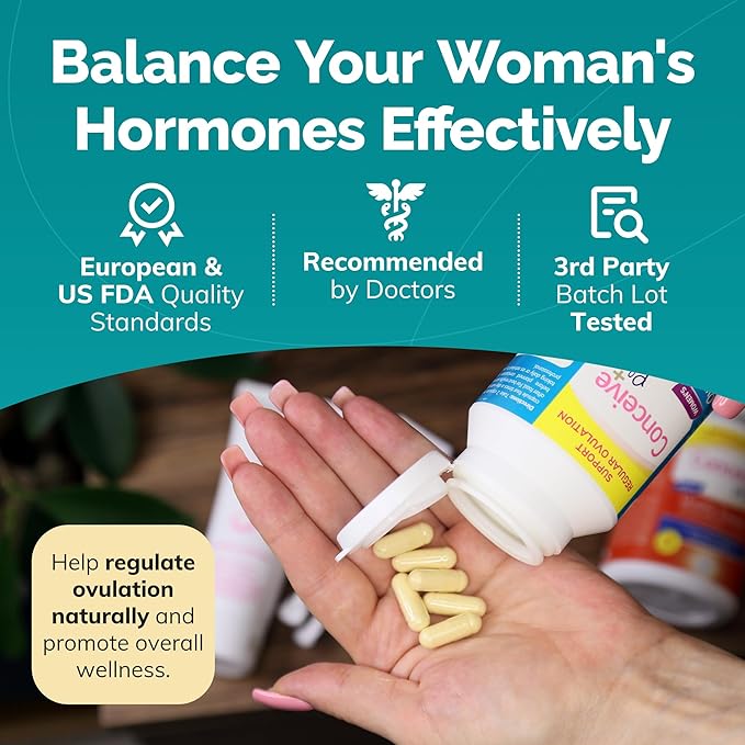 CONCEIVE PLUS Ovulation Support Supplement | Myo-Inositol & D-Chiro Inositol Blend with Coq10, Folic Acid, Ginger - PCOS Relief, Healthy Ovarian Support - Multi Vitamins Woman 120 Inositol Capsules